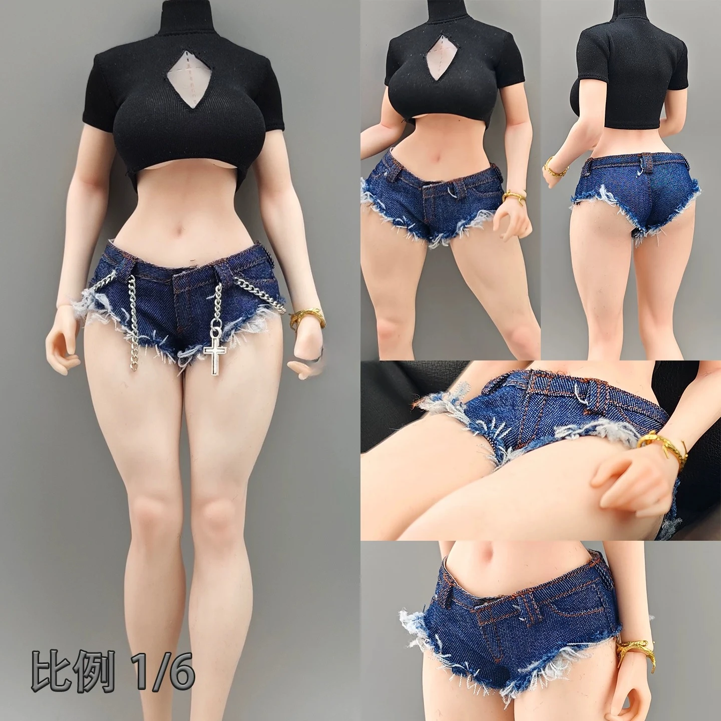 

1/6 Scale Hobbies Different Colors Ultra Short Denim Shorts for 12 Inch Female Soldiers Action Figures Body Collection