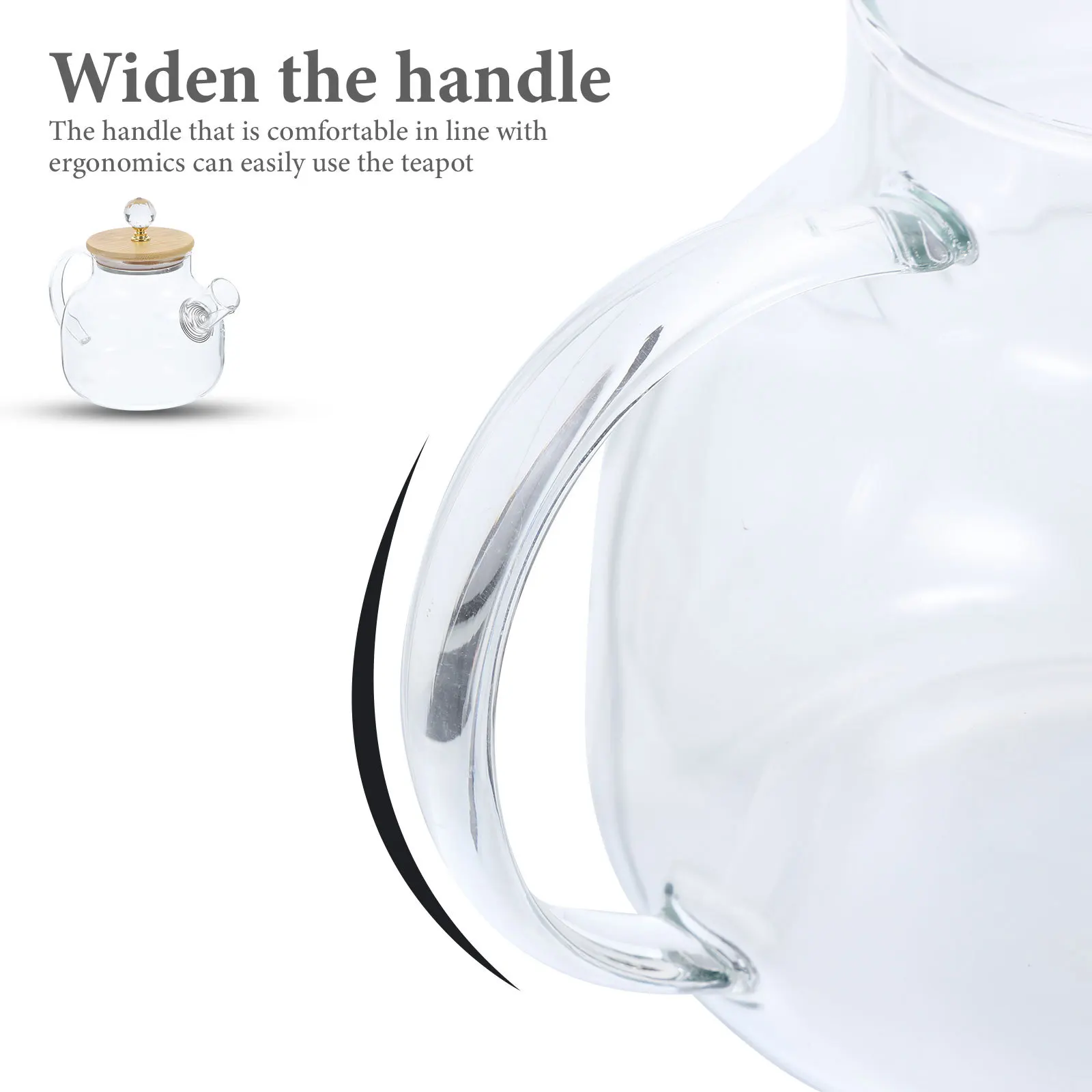 

Bamboo Lid Clear Glass Teapot Sturdy Glass Kettle for Everyday Loose Leaf Flower Tea Home Office Transparent Water Pitcher