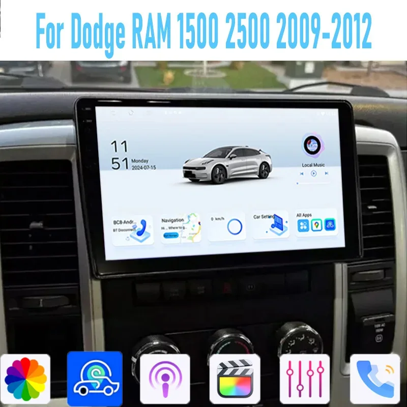 

10'' For Dodye RAM 1500 2500 2009-2012 Car Radio Stereo Wireless Apple Carplay Android 15 Auto GPS Camera Google Map Head Unit