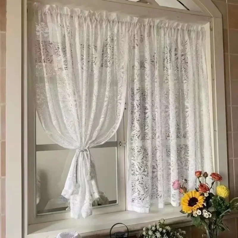 

Good Work French Curtains Openwork Crochet Light Shadow Curtains Factory Translucent Opaque Soft Finished Product