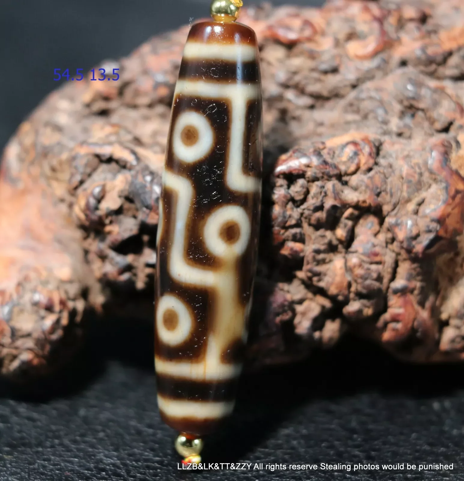 Energy Tibetan Old Oily Agate Ivory Color 9 Eye Kingdom Symbol dZi Bead Amulet Pendant