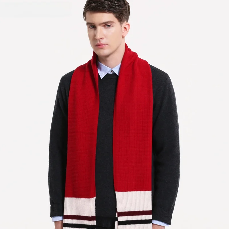 pure-wool-scarf-unisex-winter-warm-red-patterned-versatile-gift-for-couples-birthday-anniversary-neck-warmer