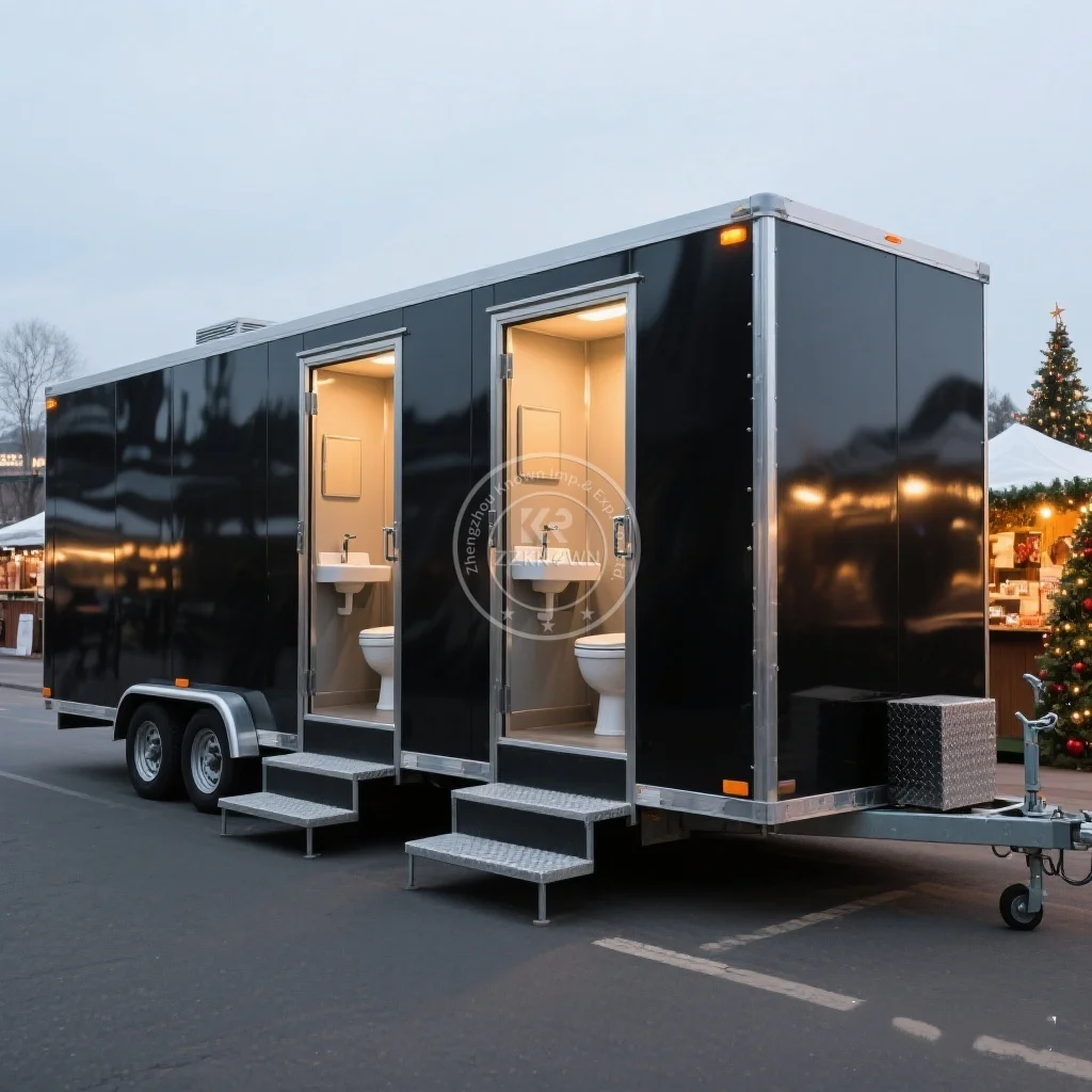 

Australia Standard Portable Mobile Toilet Trailer Home Party Toilets Outdoor Mobile Flushing Toilet Truck with Urinal Waste Tank