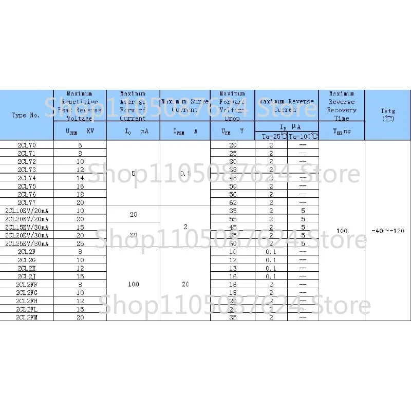 VV  12x 2CL70 6KV 5mA 100nS High Voltage Diode HV Rectifier HF Tesla Coil
