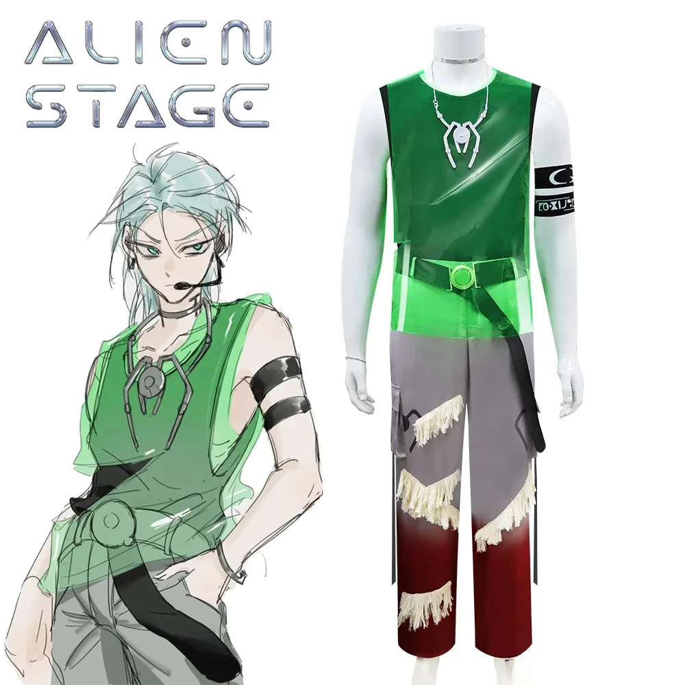 

Anime Alien Stage Till Cosplay Unisex Adult Costume Singer Uniform Vest Pants Full Set Accessories Suits Carnival Outfits