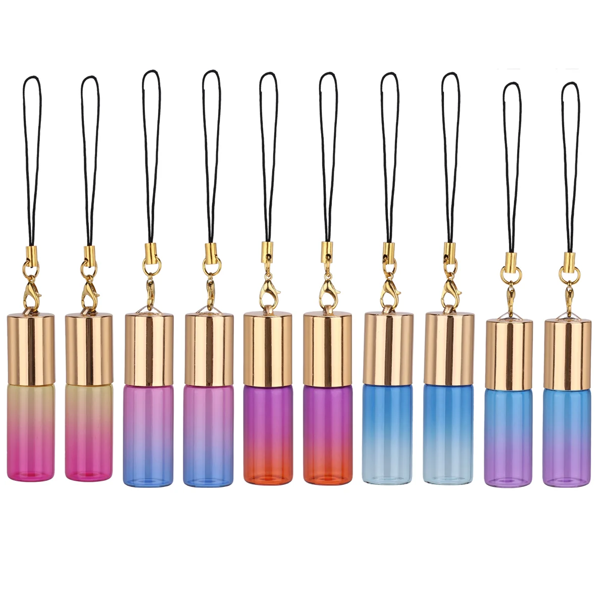 

10 Pcs Key Chain Glass Roll Bottle Travel Essential Oil Tableware Sucker Perfume