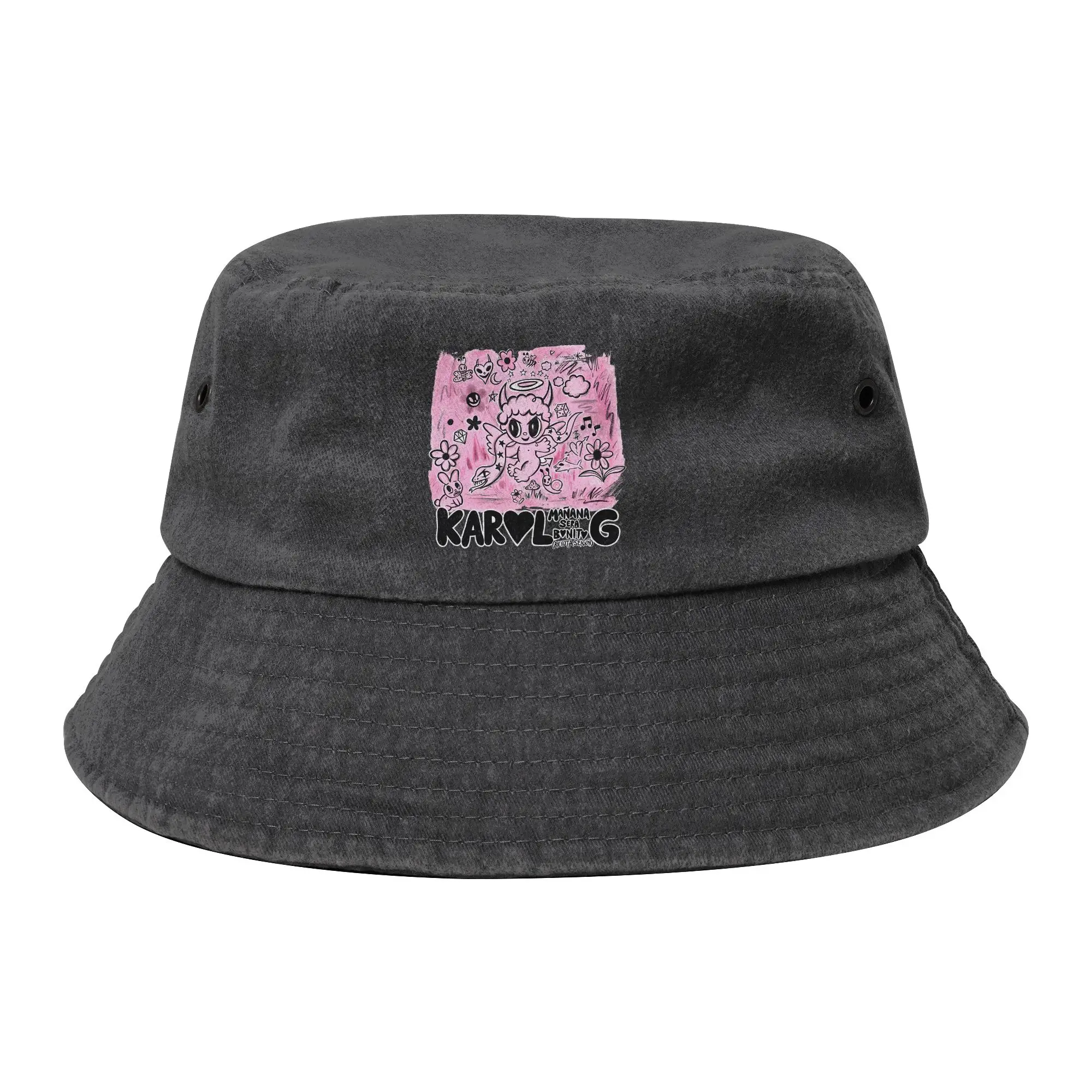 Bichota Karol G Season Bucket Hat for Teen Vocation Hip Hop Reggaeton Music Distressed Cotton Floppy Hat for Camping Fishing Cap