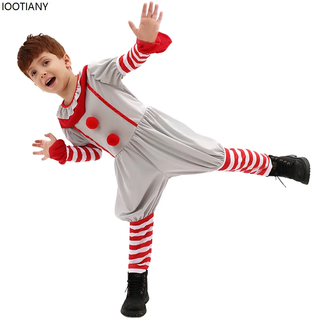 

CosplayHalloween Unisex Clown Cosplay Costume Kids Festival Stage Showing Fancy Dress Prescool Theme Party Performance Dress Up