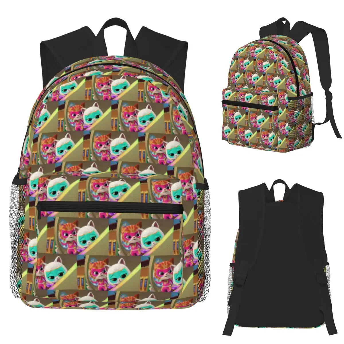 

Cute Cartoon Supe Kitties Student Backpack School Bag Hiking Travel Daypack for Men Women Fashion Bookbag Shoulder Bags