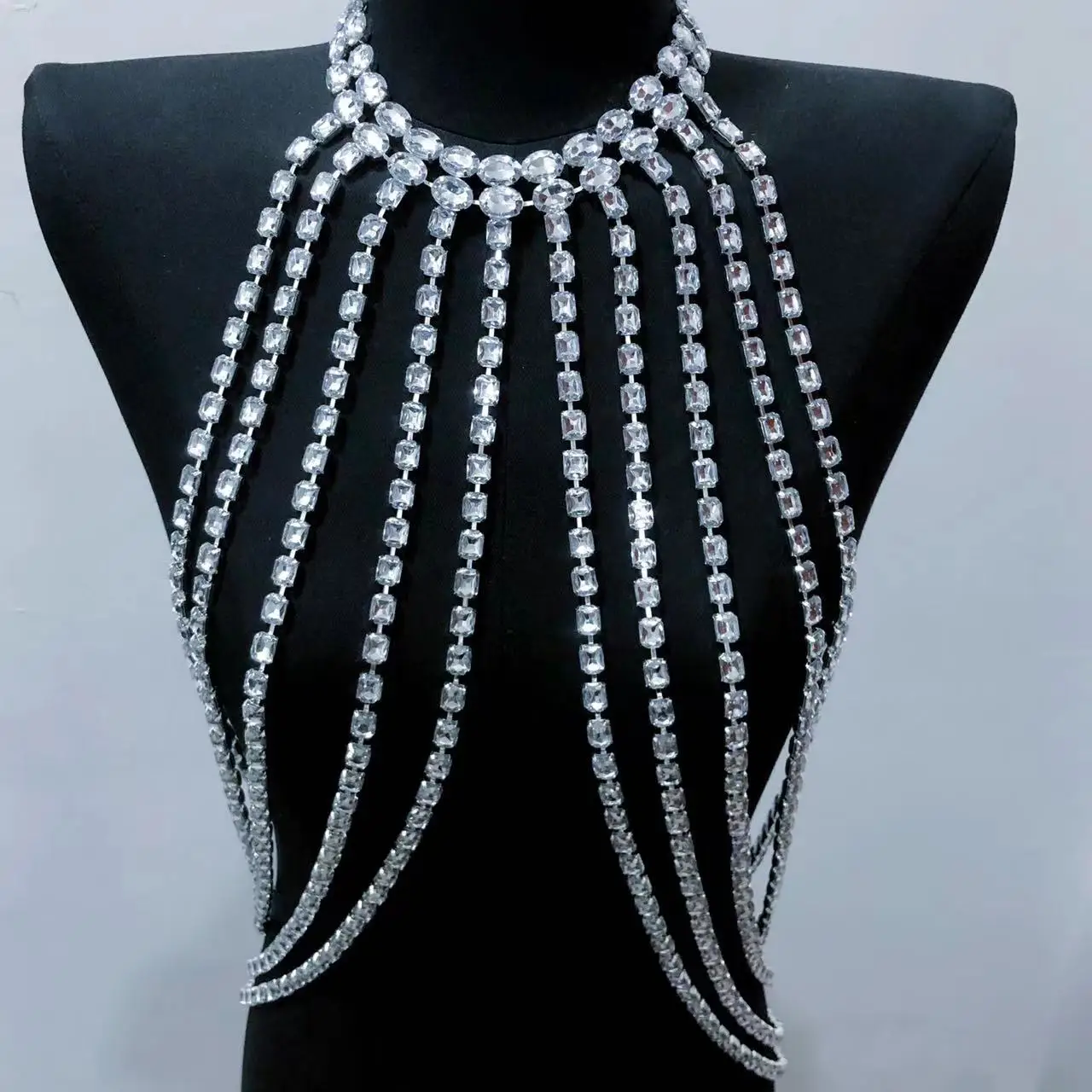 Body Jewelry Fashion Sexy Women's artificial diamond Chest Chain Bikini Sand Beach Bra Night Club Birthday Party Body Chain
