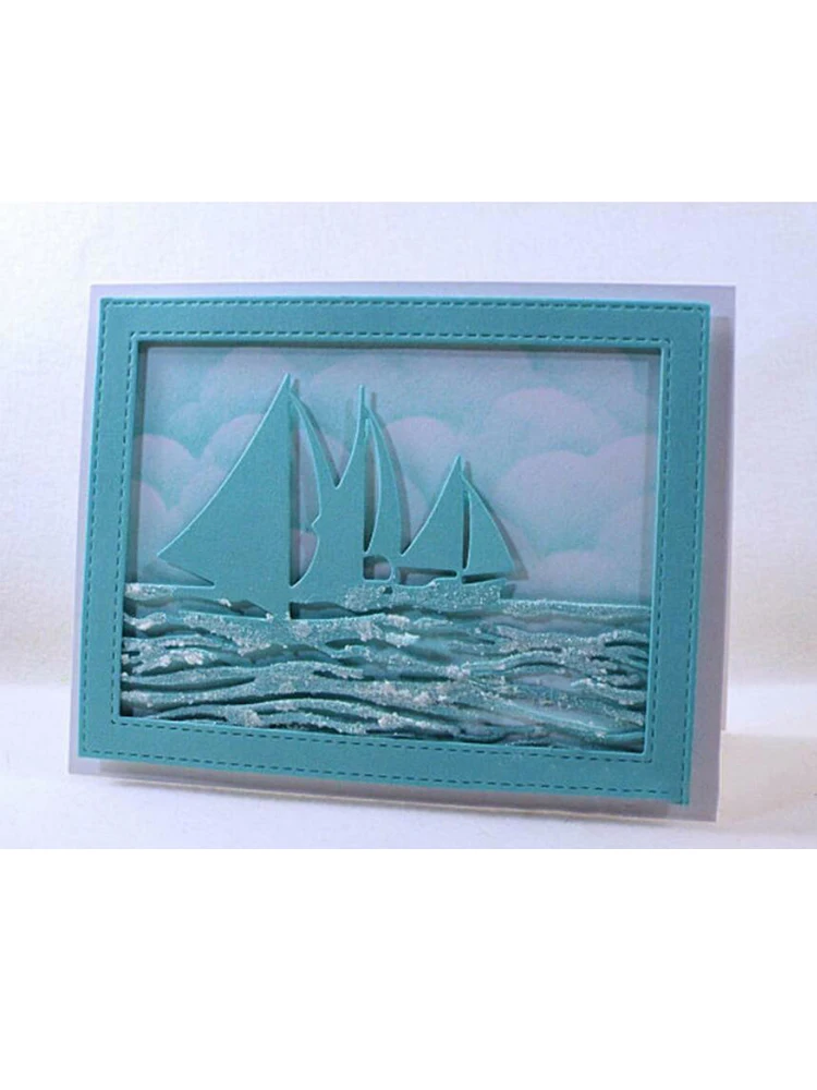 Metal Cutting Dies Sailboat Frame Stencil Scrapbooking Diy Album Stamp Paper Card Embossing Decor Craft Knife Mould