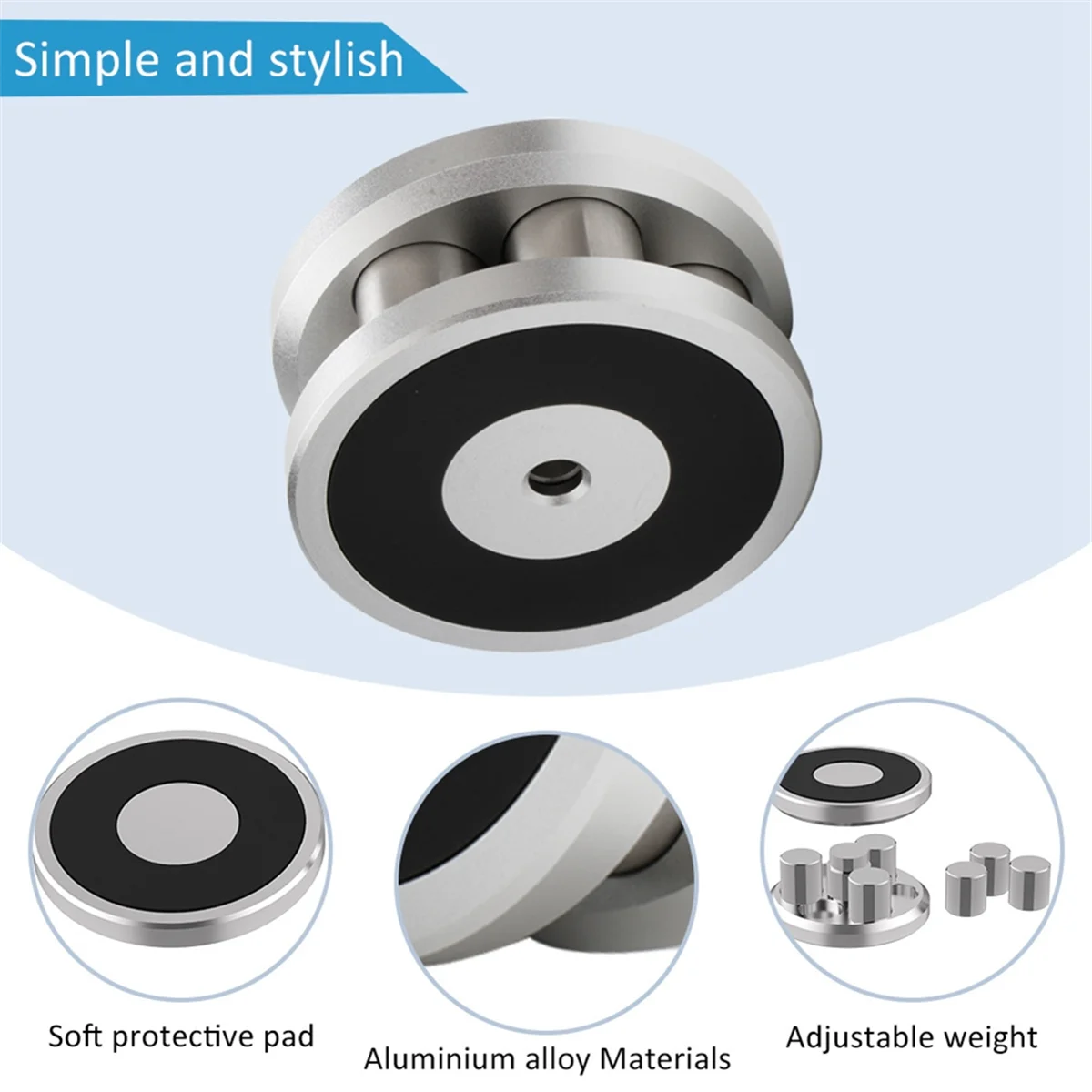 LP Record Town LP Vinyl-Scheibenstabilisator, einstellbares Aufnahmegewicht/Befestigkeit, Plattenspieler-Scheibenstabilisator, High-Fidelity-Dämpfer LP308