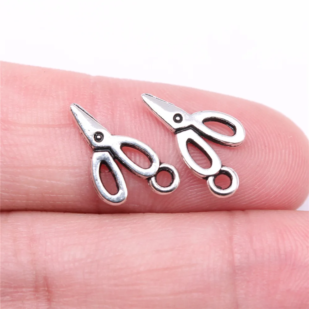 20pcs 16x8mm Antique Silver Color Scissors Pendant Charms For Jewelry Making