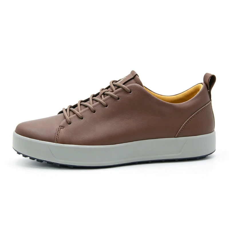 Fashion Genuine Leather Shoes Men Luxury Designer Skateboard Youth College Flat Foot Board Shoes Outdoor Sneakers Street Brown