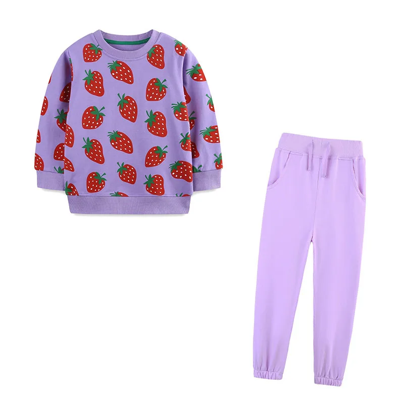 Long Sleeve Girls 2 Pcs Suit Sweatshirts + Sweatpants Strawberry Baby Clothing Sets Autumn Spring Fashion Children's Outfits