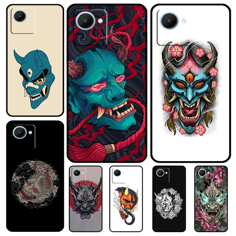 Japanese Oni Hannya Demon Mask Case For Realme 11 Pro Plus 10 9 GT Neo 5 3 3T C11 C15 C25s C21Y C30 C31 C33 C35 C53 C55