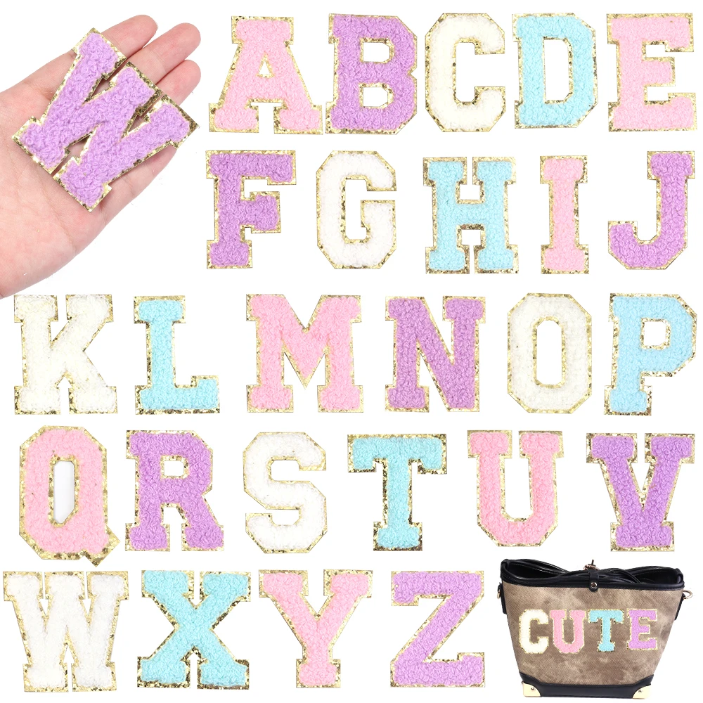 8 Teile/los Rosa Serie Brief Patches Stickerei Alphabet Selbst-klebe Patch DIY Taschen Handwerk Kleidung Nähen Applikationen Liefert