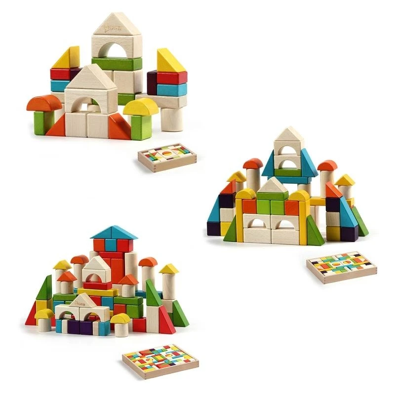 090B Wooden Building Blocks Set City Construction Stacker Stacking Preschool