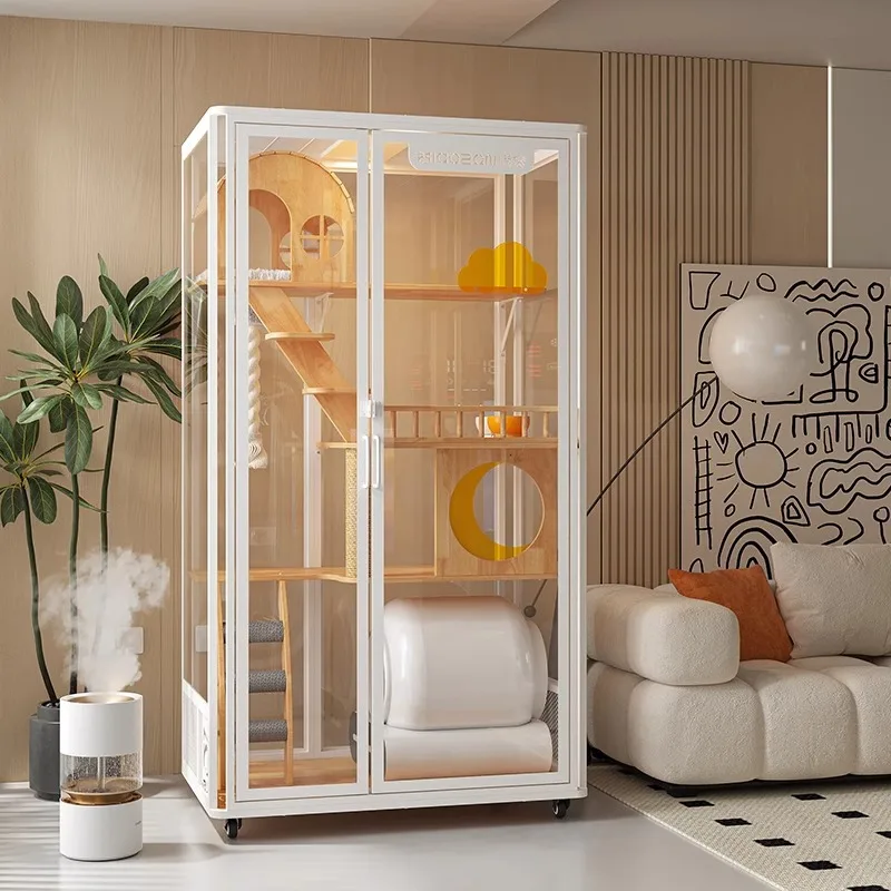 Cat villa household with toilet integrated cat cage does not occupy a solid wood cat climbing frame