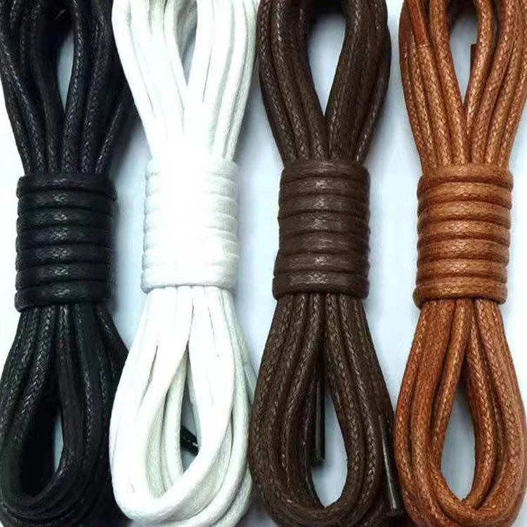 

High end pure cotton waxed shoelaces with a round thickness of 0.32cm, leather high cut Martin shoelaces and boots incolors