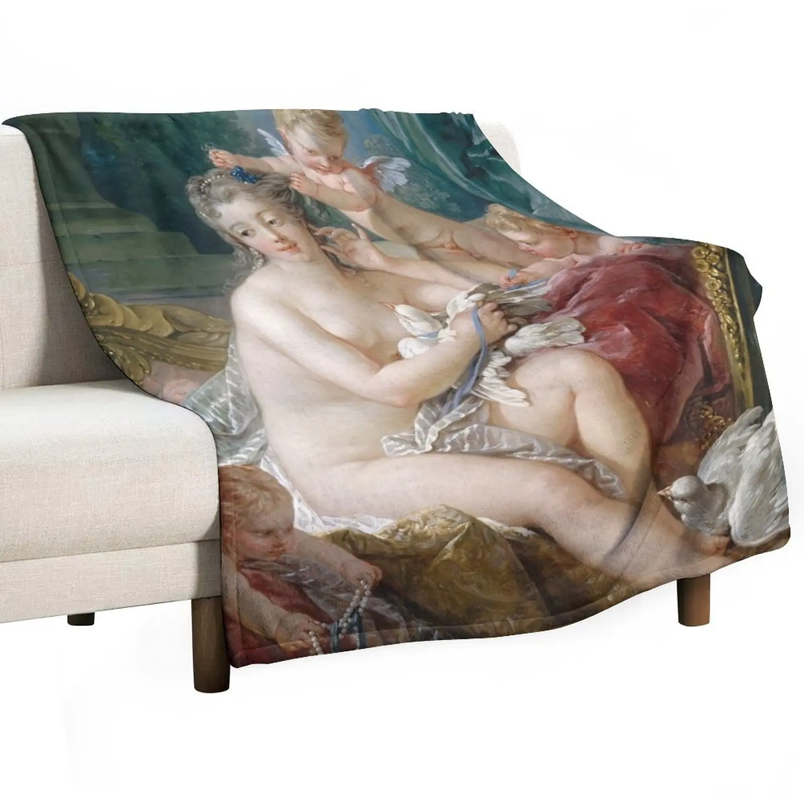 The Bath of Venus (Venus Consoling Love) - Fran?ois Boucher Throw Blanket sofa bed Soft Plush Plaid Blankets