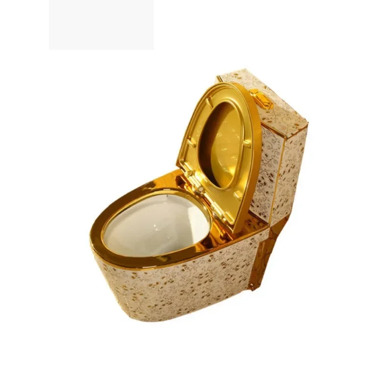 New sanitary one piece floor mounted wc ceramic bathroom gold plated toilet