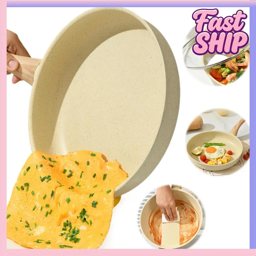 

Антипригарная сковорода с крышкой для омлетов, без PFOA/PFAS/PTFE, с термостойкой ручкой, для яиц и омлетов