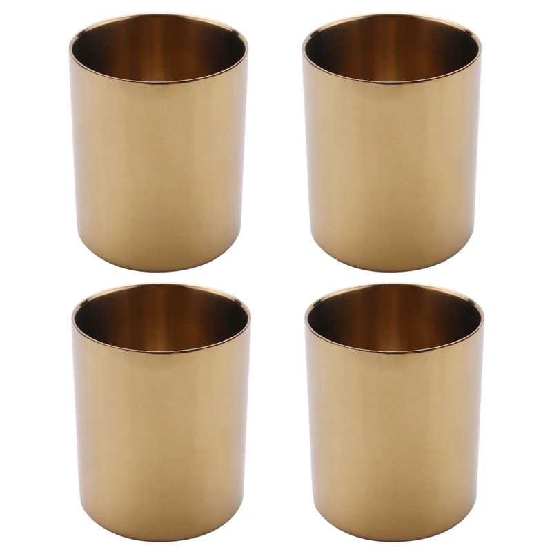 

4X Gold Flower Vase Pen Holder Desktop Storage Container For House Office - Cylinder