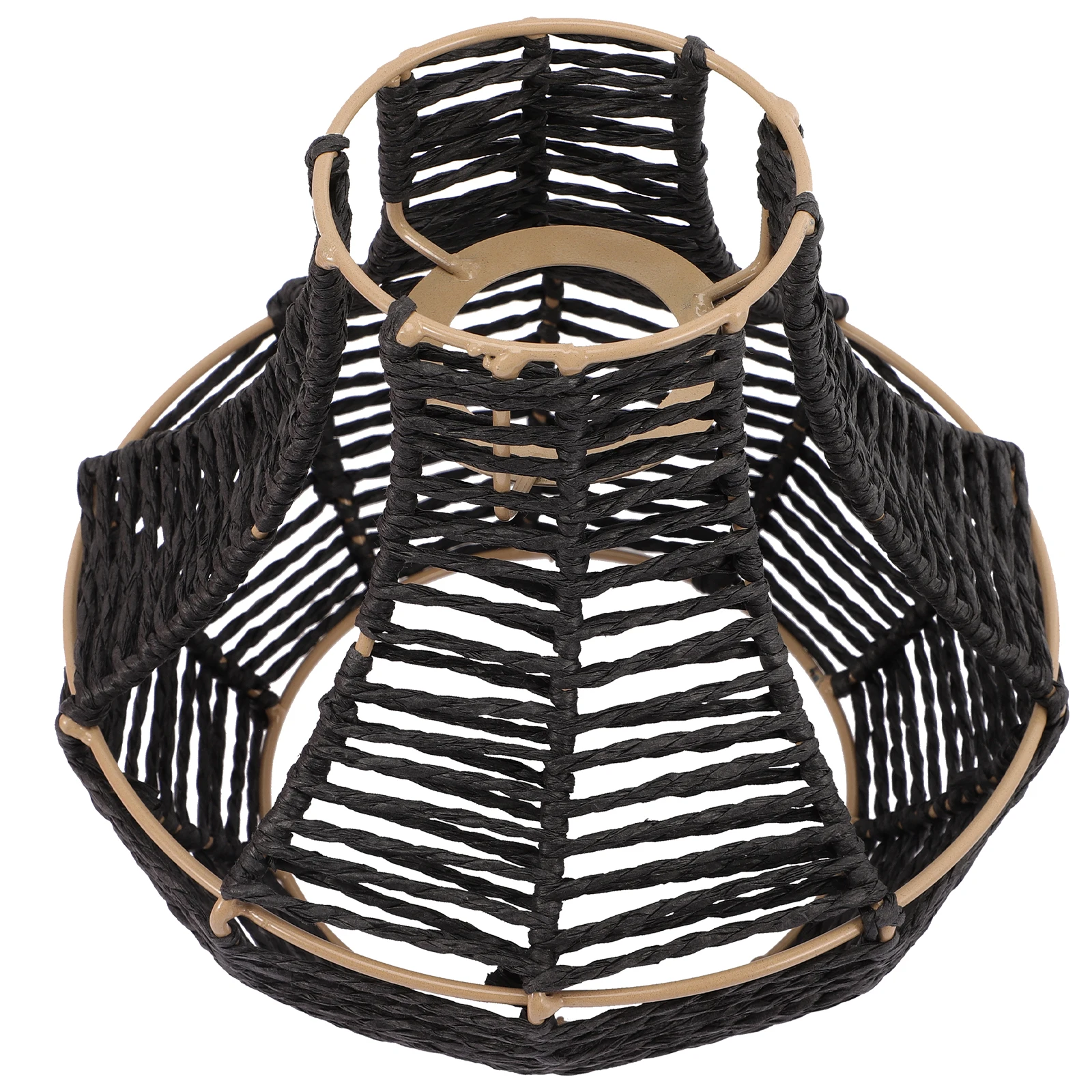 

Rattan Lamp Shade Woven Pendant Light Cover Black Metal Seagrass Imitation Durable Bedroom Study Room Decor Christmas Gift