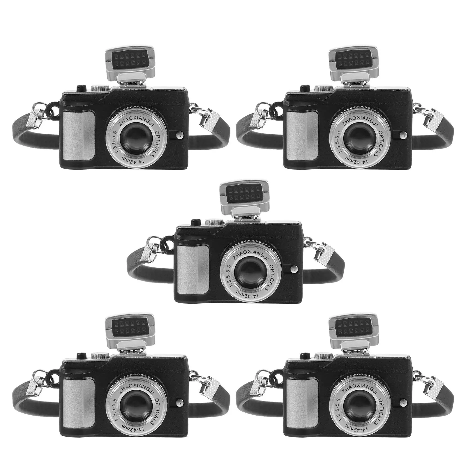 

5Pcs Children Camera Vintage Miniature Camera Decoration Detachable Strap Photography Prop Small Dollhouse Accessory