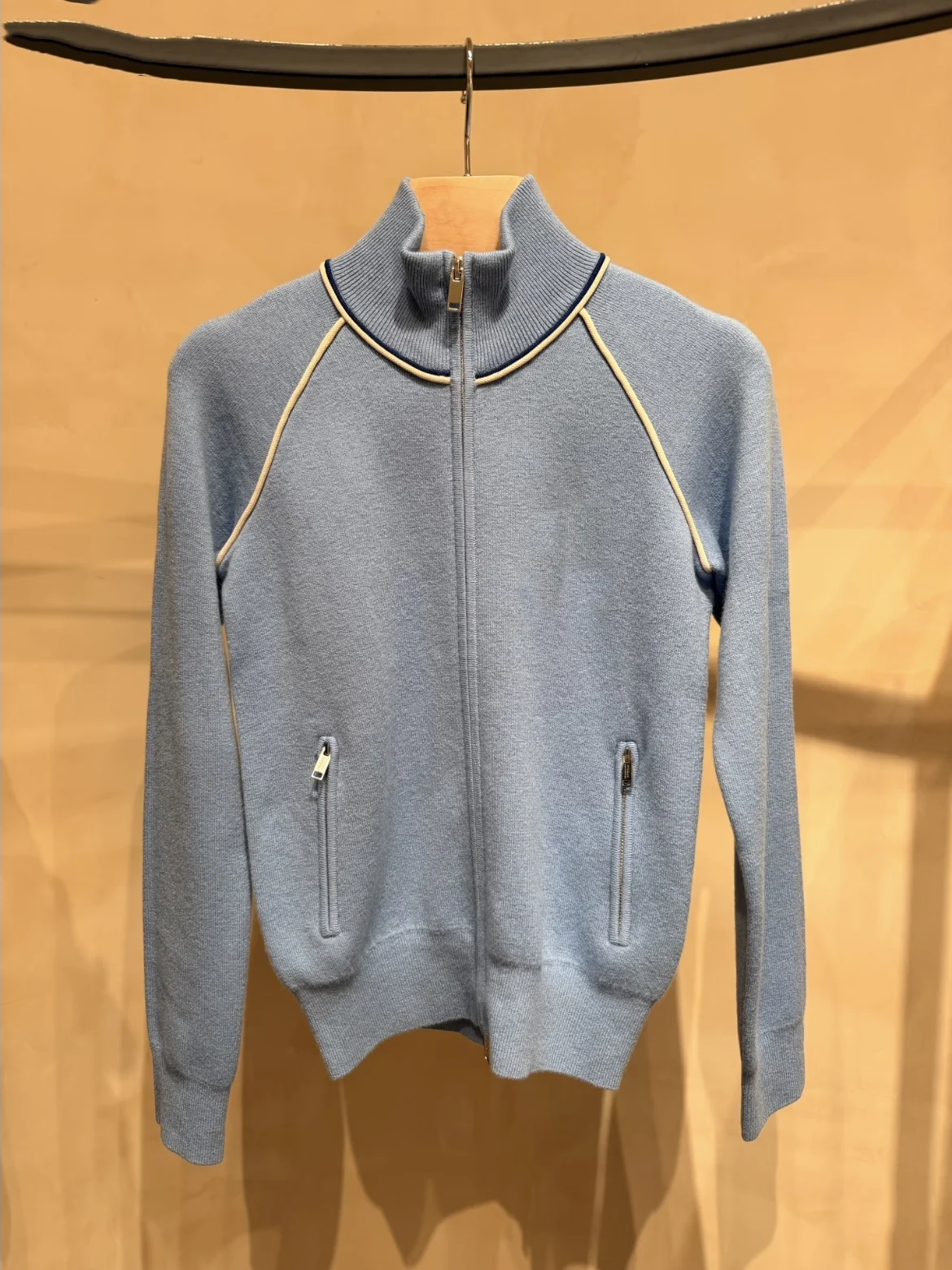 

Синяя вязаная бейсбольная куртка с высоким воротником и двойной молнией, женский длинный хлопковый кардиган све, трикотажная одежда, ранняя весна