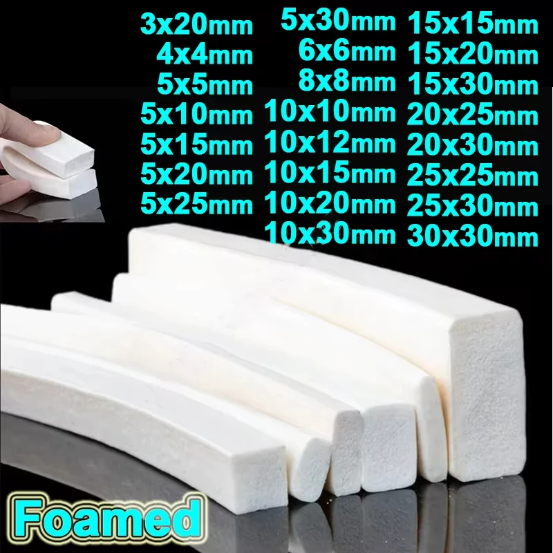 Квадратная губчатая полоса из силиконовой резины, прямоугольная белая, уплотнительная лента из пеноматериала VMQ, дверь и окно, уплотнительная прокладка