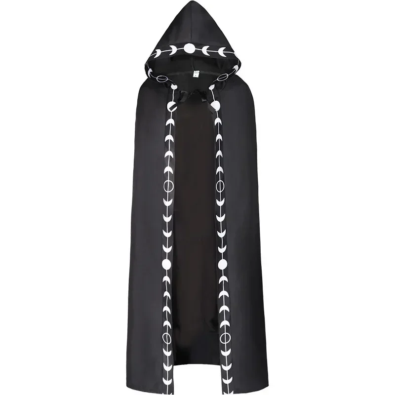New Unisex Medieval Hooded Cloak Halloween Ball Death Robe Magic Wizard Costume For Party Anime Cosplay Retro Outfit