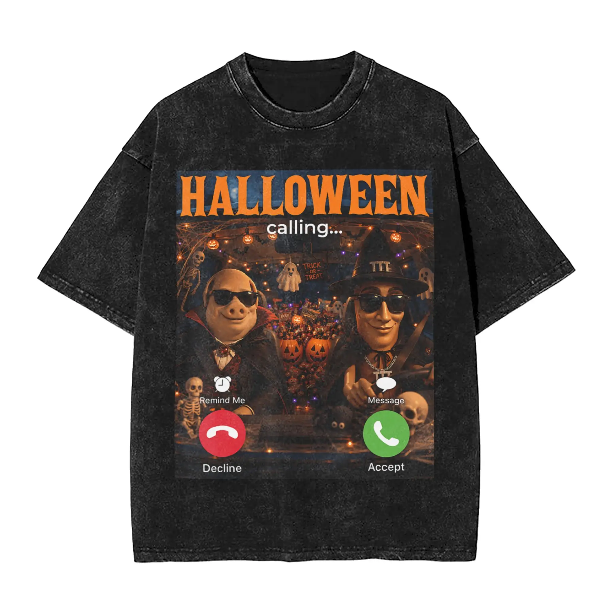Halloween Car Ride Tung Sahur Costume Party John Pork Meme T-Shirts Men Novelty Pure Cotton Tees Crewneck Short Sleeve T Shirt