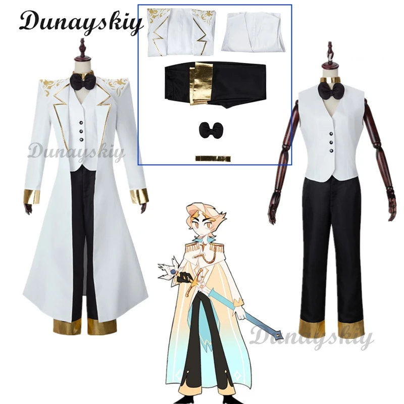 Anime Hazbin Männer Fans cos Hotel Michael Cosplay Kostüm Erwachsenen weißen Trench Weste Hosen Uniform tägliche Outfits Halloween-Anzüge