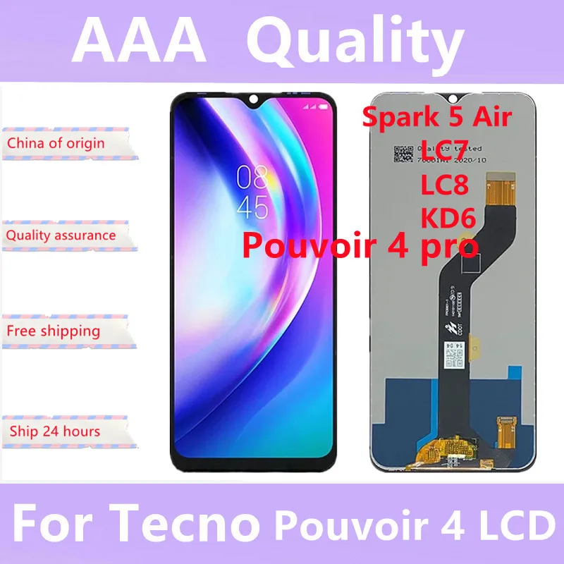 New 7inch LCD For TECNO POUVOIR 4 LC7 / POUVOIR 4 Pro LCD Display + Touch Screen Digiziter Assembly With Tools