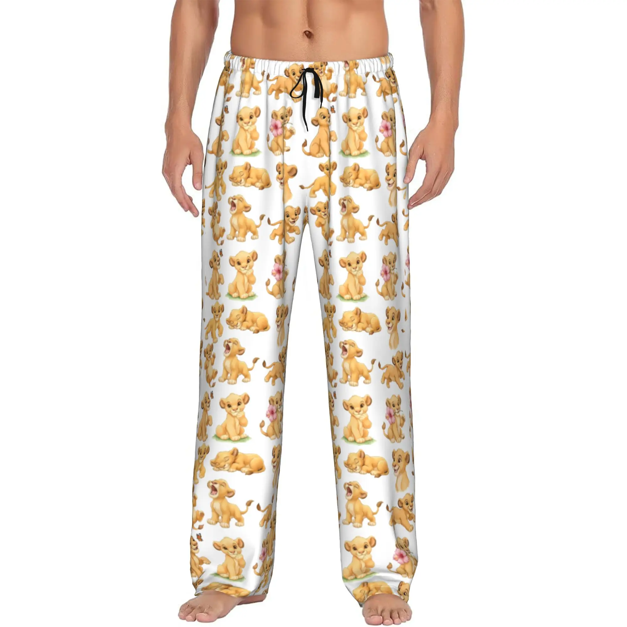 

Custom Men's The Lion Cartoon K-Kings Pajama Pants Printed Anime Sleep Sleepwear Bottoms with Pockets