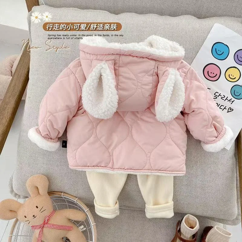 New Style Cotton Coat for Girls and Children, Thickened Cotton Coat for Baby Girls, Autumn and Winter Hooded Jacket