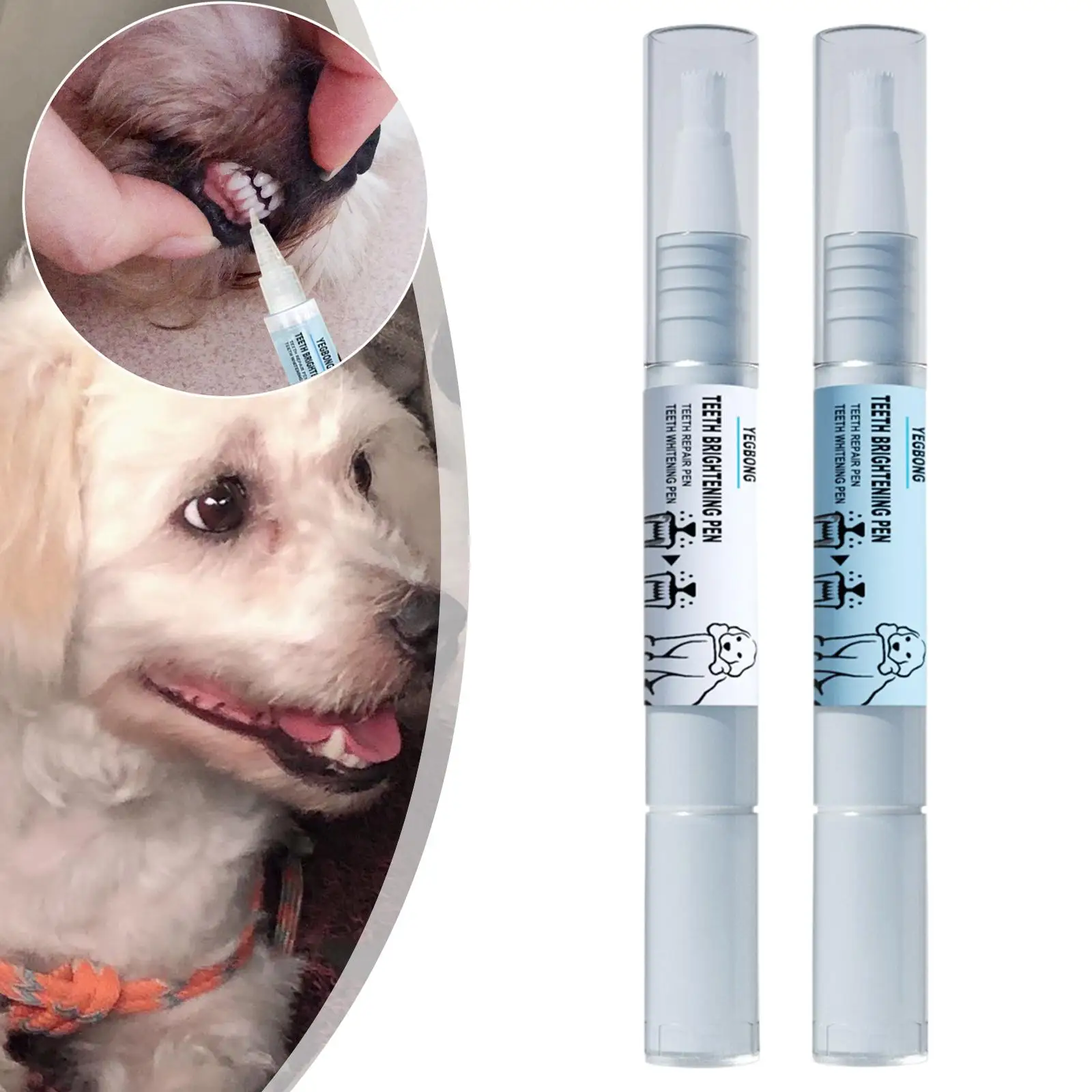 2Pcs Dog Teeth Pen Cleaning Clean Teeth Plaque Cleaner Dog Finger Toothbrush Whiten Teeth Whitening Tool