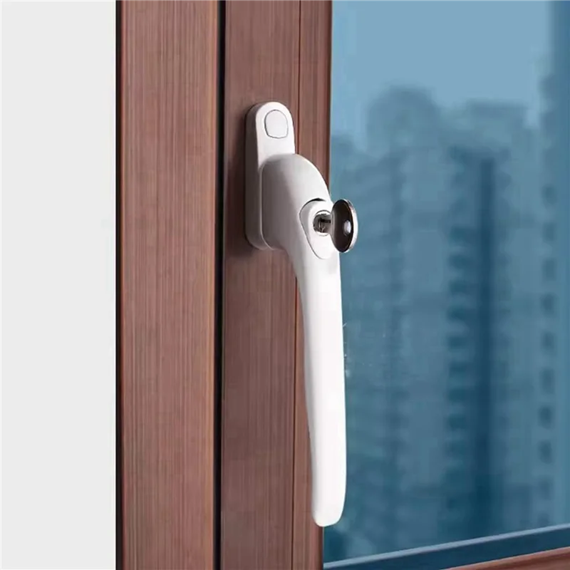 【TODAY-ONLY!】2X Window Handle, For Windows, White, Universal Window Handle, Flat Handle, Key Lock, For Double Glazing