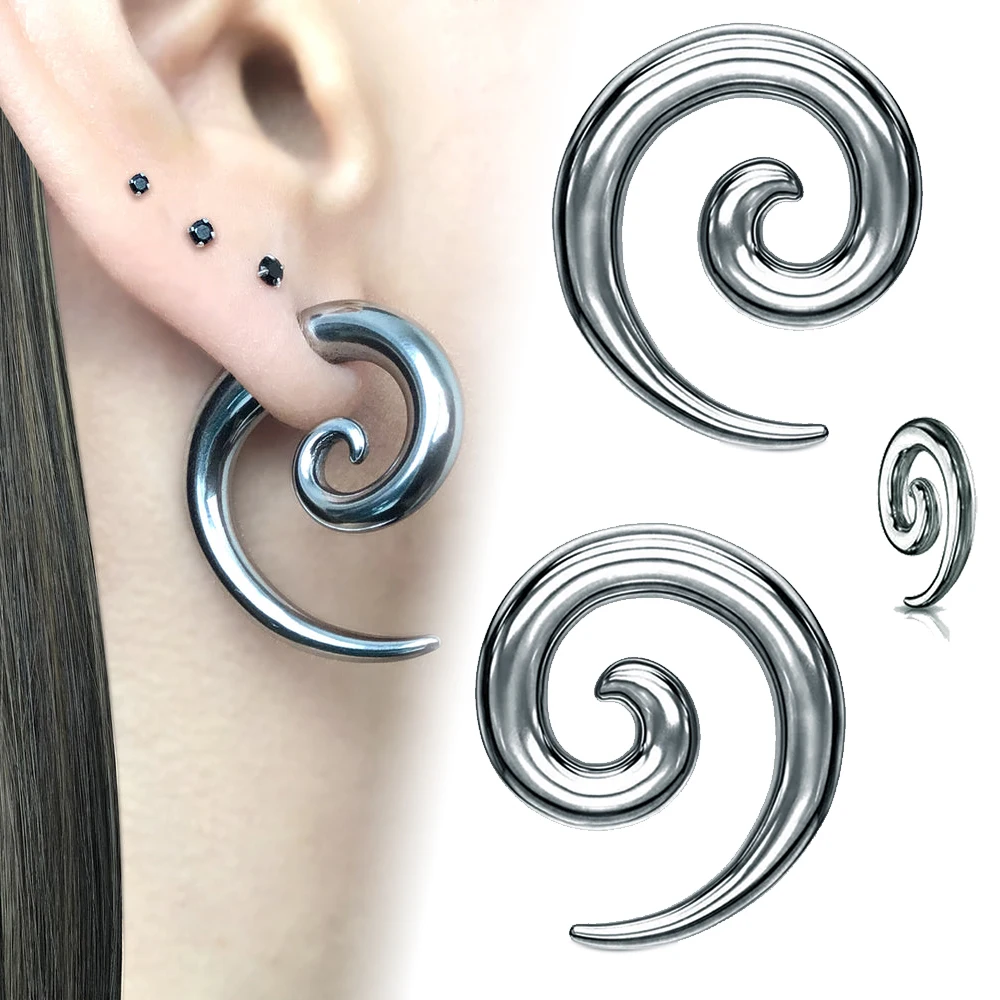 1PC Stainless Steel Spiral Ear Weights Gauges  Earrings Expander Twist Ear Plugs Earring Stretching Tapers Ear Gauge