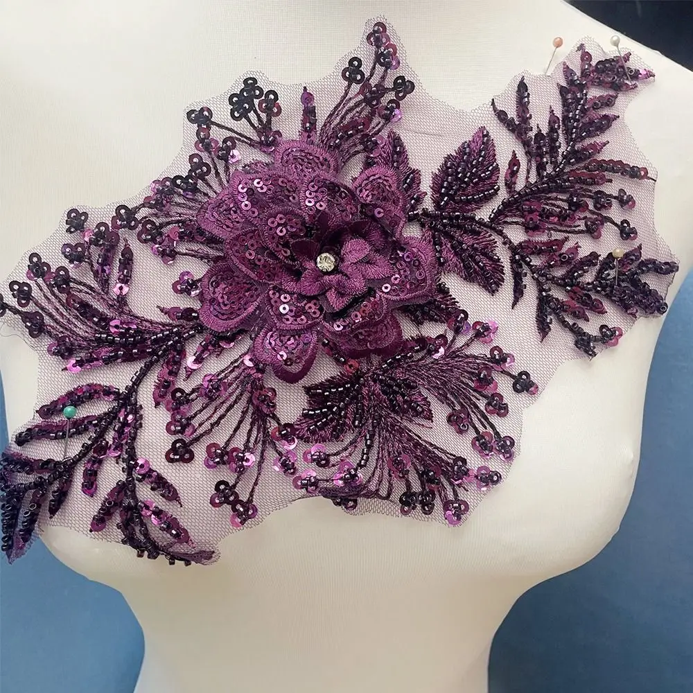 Colored Applique Lace Flower Stickers Bead Accessories Embroidery Accessories Handmade Nail Beads Lace Applique