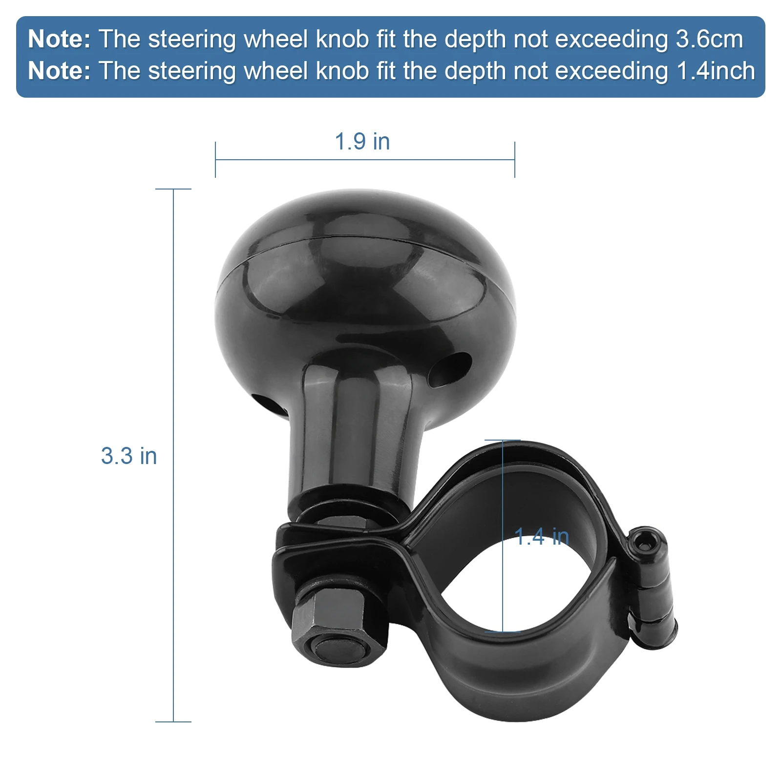 Black Universal Car Heavy Duty Steering Wheel Knob Spinner Handle Ball