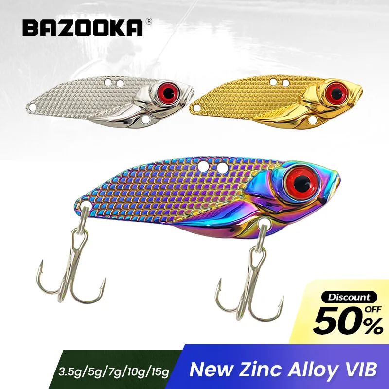 

Bazooka VIB Slow Jig Jigging Metal Bait Fishing Lure Spoon Lead Sinking Bionics Artificial Hard Boat Feather Bass Pike Winter