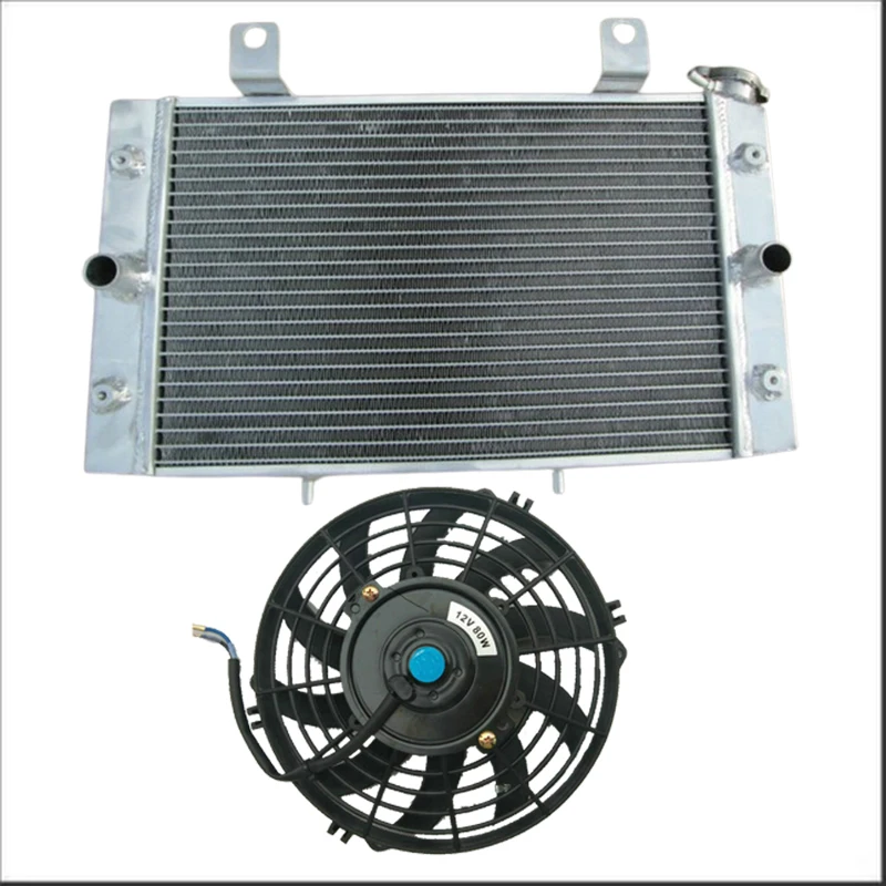 Aluminum Radiator + Fan For YAMAHA Rhino 700 2008 2009 2010 2011 08 09 10 11