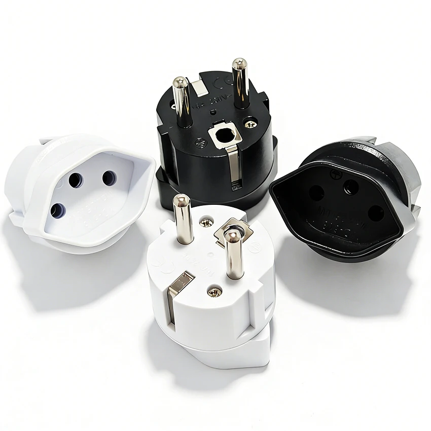 Swiss to German French Conversion Socket European Plug EU 2P 10A 250V Travel Plug Adapter Black White