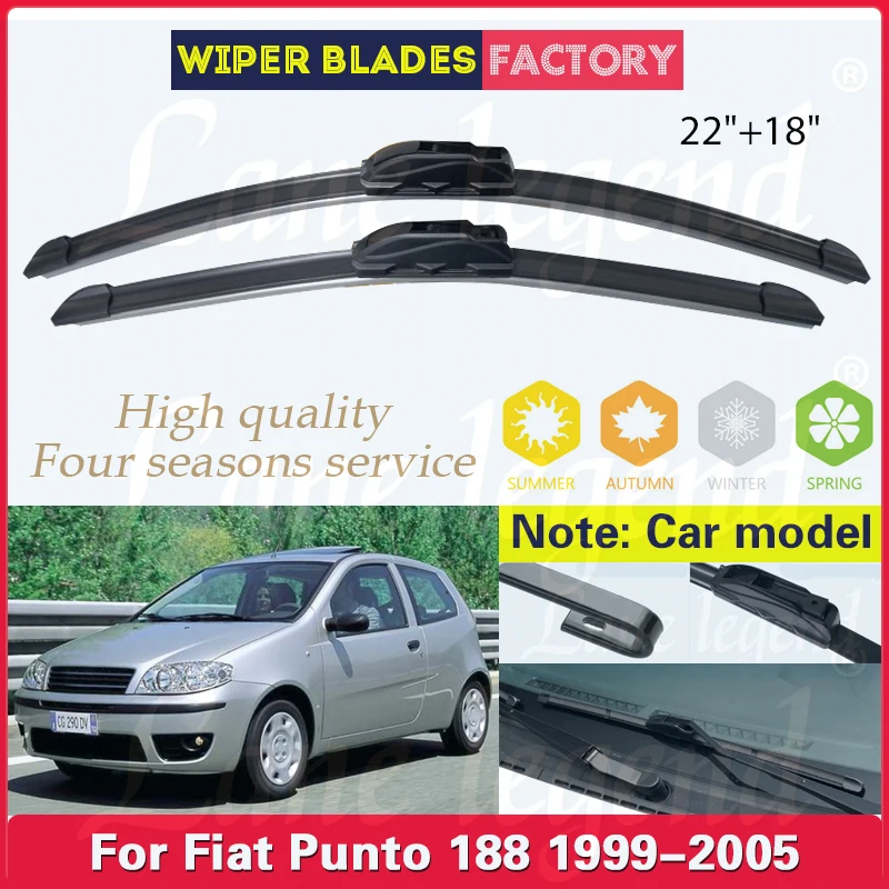 2pcs For Fiat Punto 188 1999 - 2005 Front Wiper Blades Brushes Window Windshield Windscreen U J Hook Auto Accessories 22