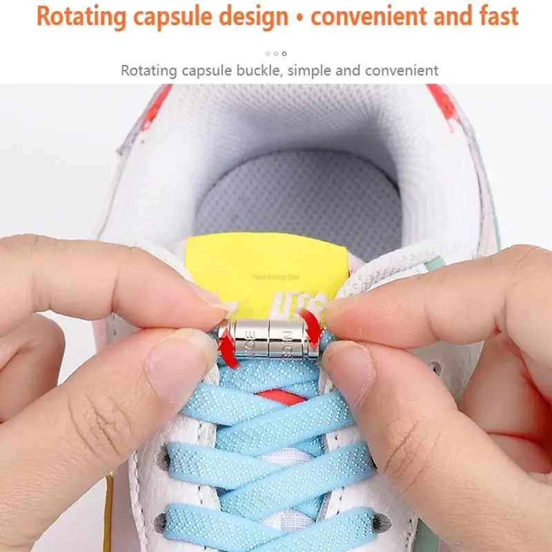 20 Color Flat Shoe Laces Without Ties Elastic Shoelaces for Sneakers Capsule Metal Lock Lazy Shoes Lace Fast Safety Accessories