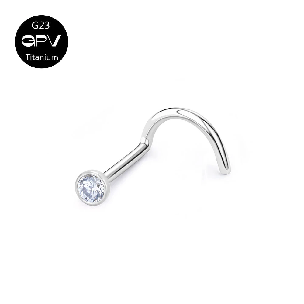 1/10PCS G23 Titanium Nose Nail Inlaid With Multicolor Fine Zircon 0.8mm Small-Line Diameter Piercing Jewelry Nose Nail