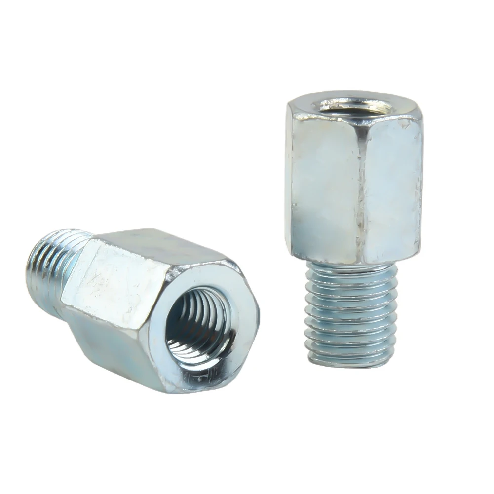 Chrome Mirror Adapter Pair for Motorcycle and Scooter Use with 8mm to 10mm Clockwise Thread Rear View Mirror Fit
